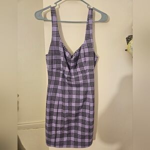 Zumiez Lavender Checkered Mini Dress